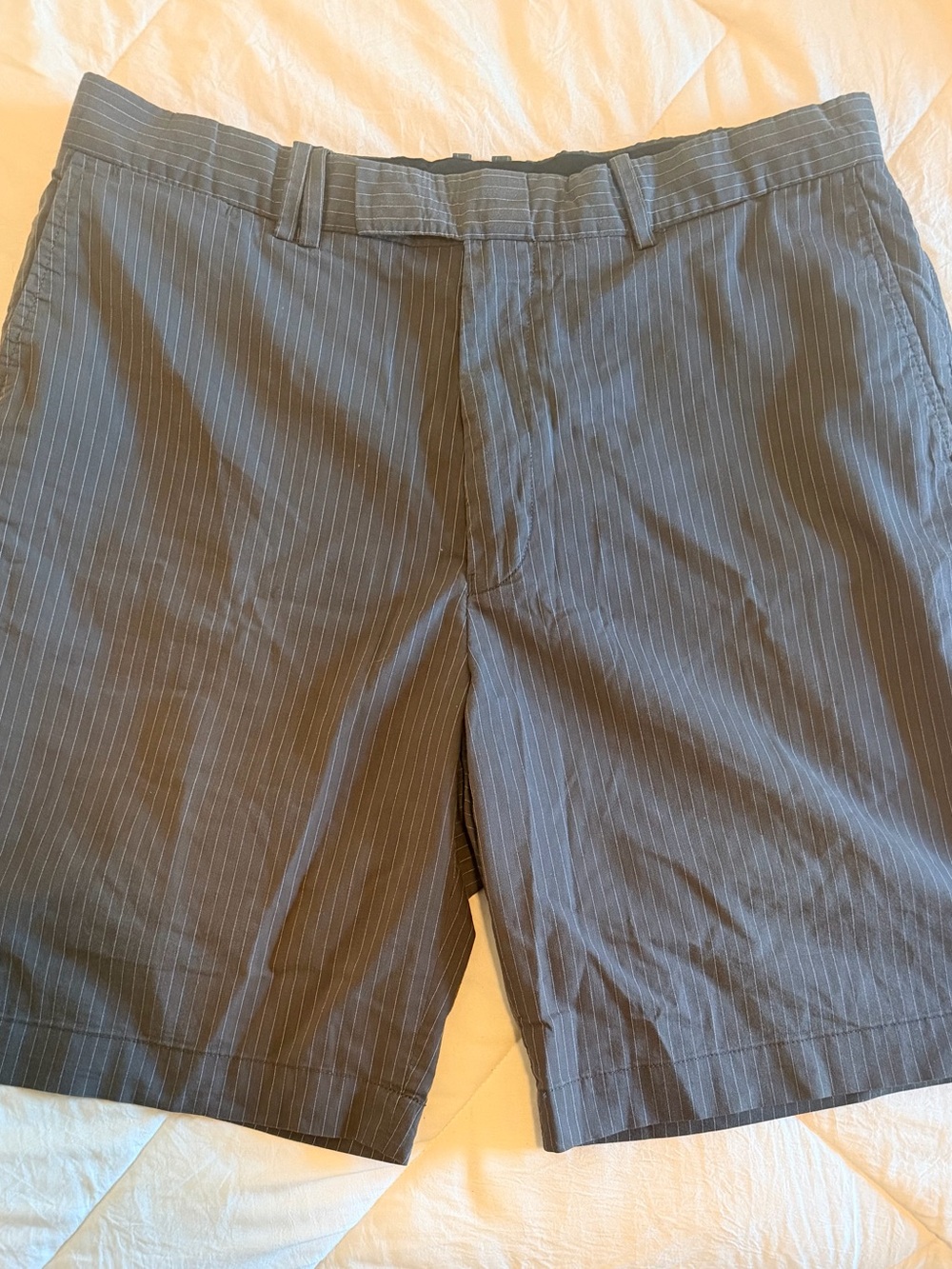 RLX Ralph Lauren Navy Pinstripe Flat-Front Shorts